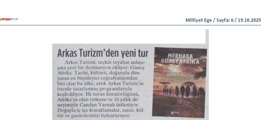 Arkas Turizm'den Yeni Tur