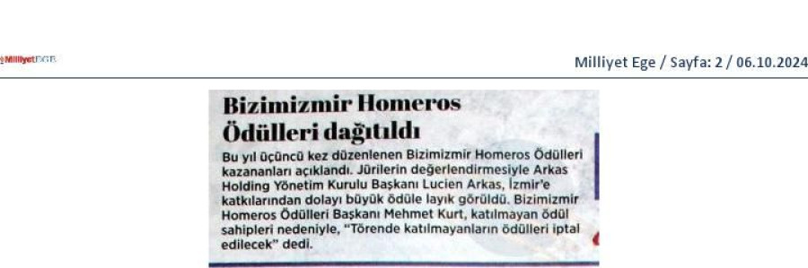 Bizimİzmir Homeros Ödülleri Dağıtıldı