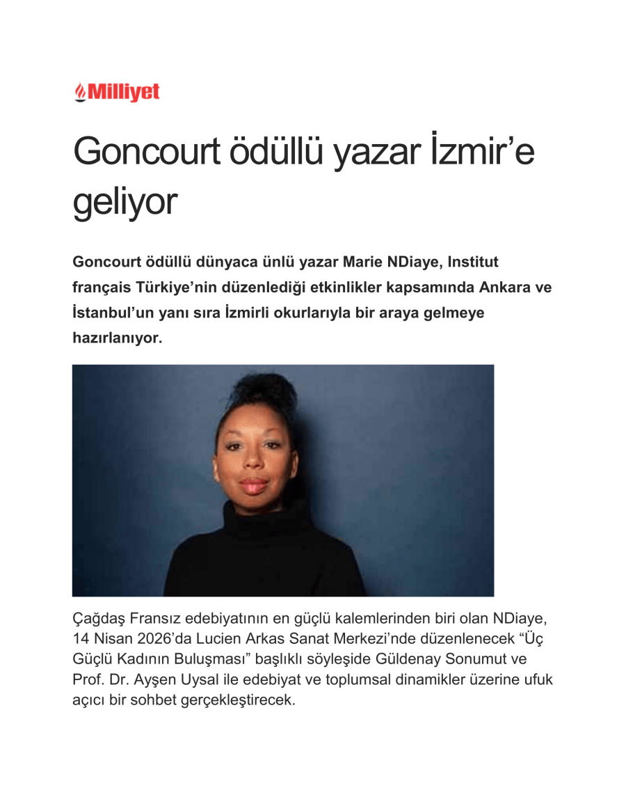Goncourt Ödüllü Yazar İzmir'e Geliyor