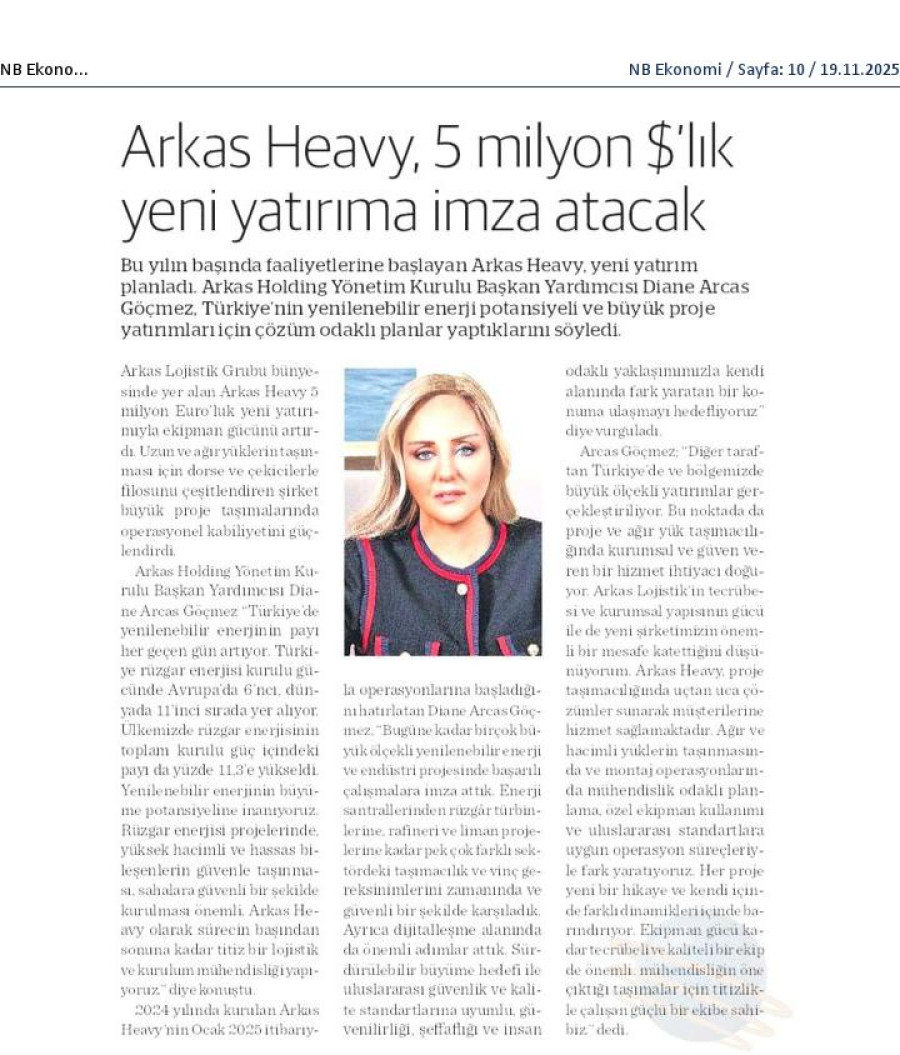 Arkas Heavy 5 Milyon Dolarlık Yeni Yatırıma İmza Atacak