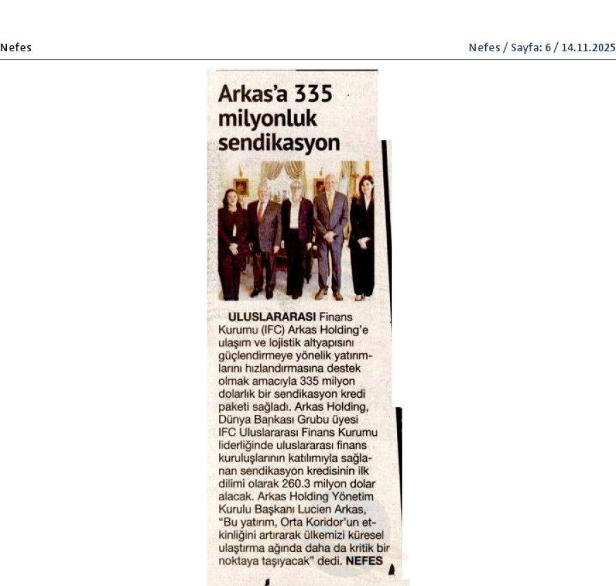 Arkas'a 335 Milyonluk Sendikasyon