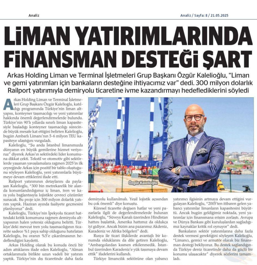 Liman Yatırımlarında Finansman Desteği Şart