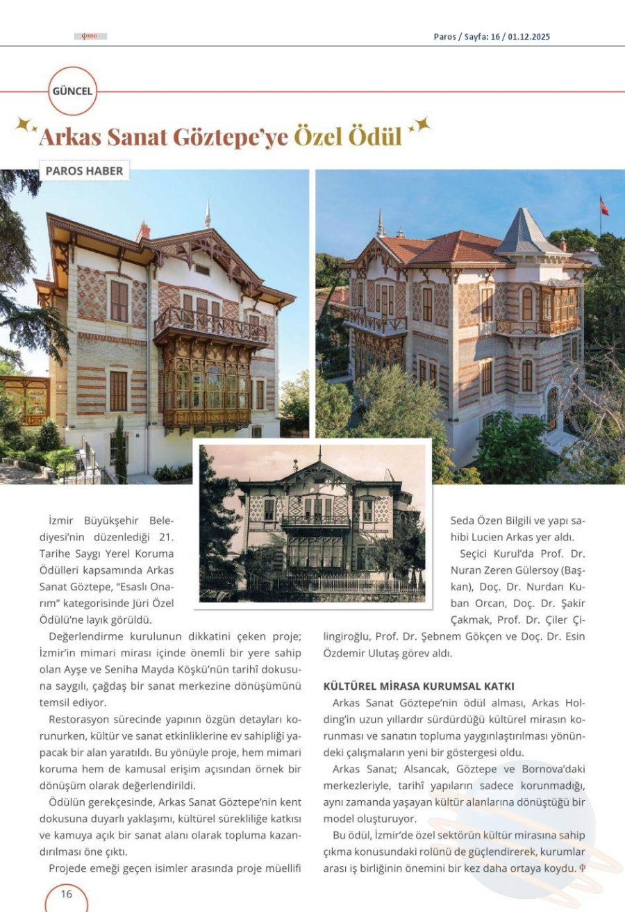 Arkas Sanat Göztepe'ye Özel Ödül