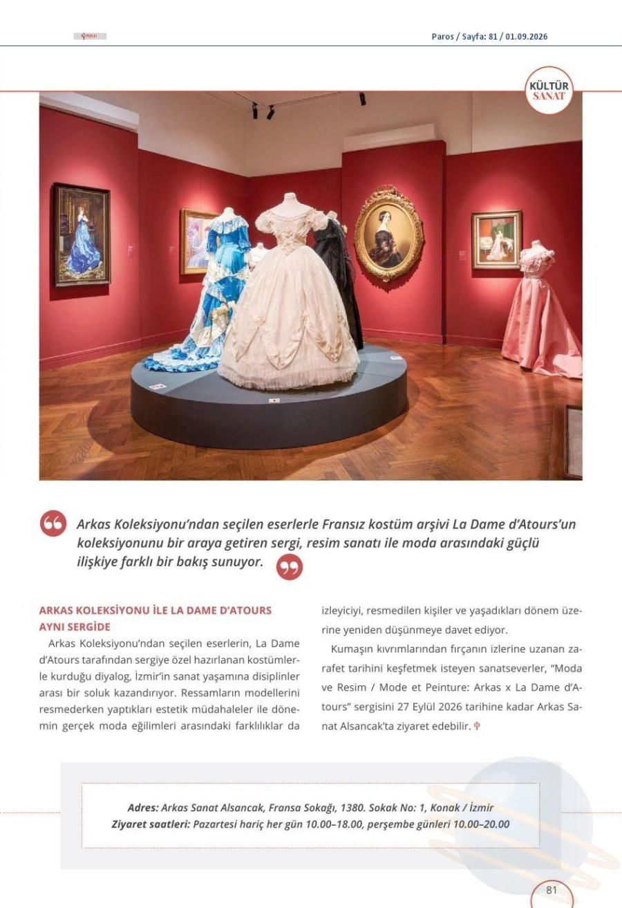 Moda ve Resmin Büyülü Diyaloğu Eylül Sonuna Kadar Arkas Sanat Alsancak'ta