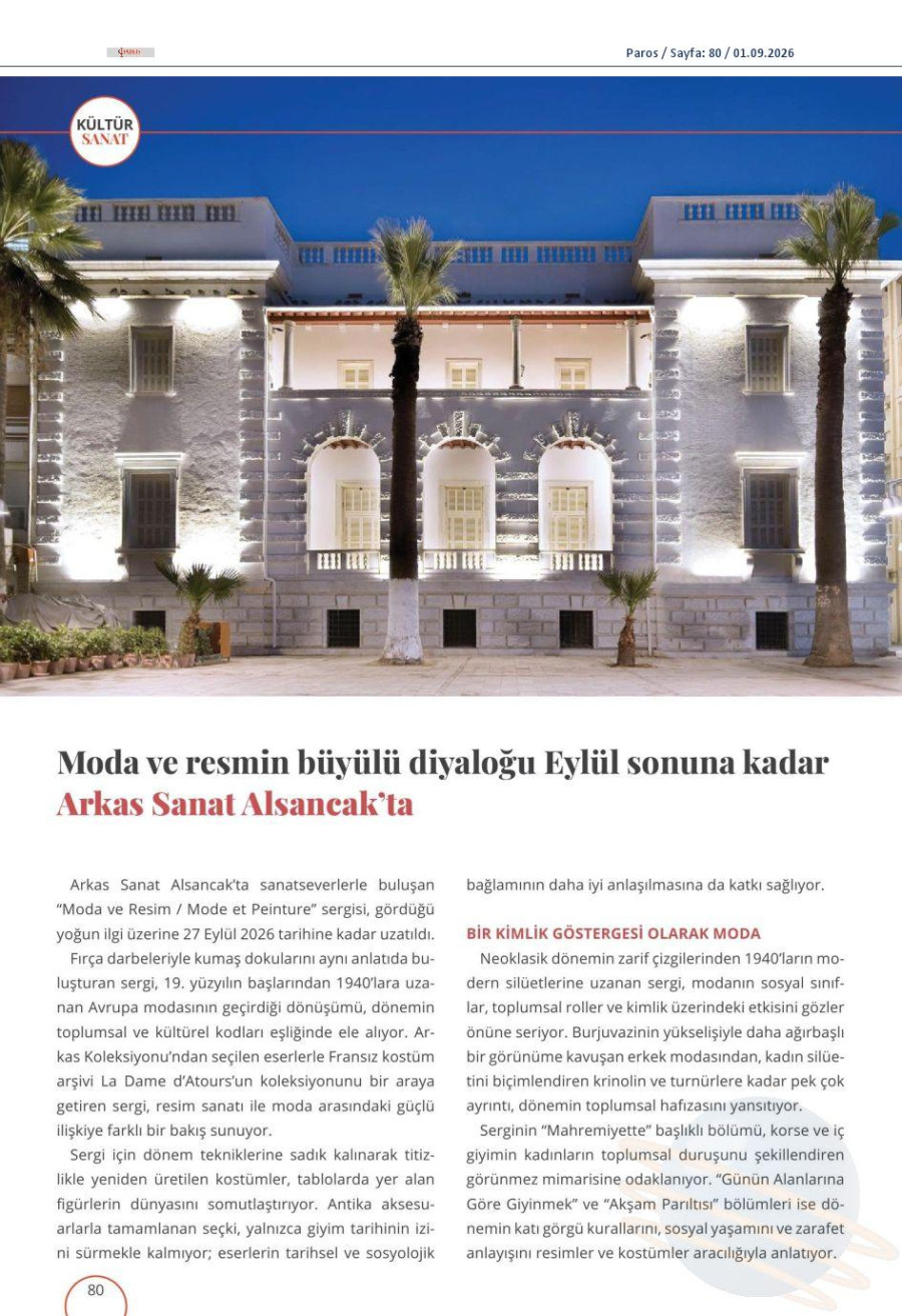 Moda ve Resmin Büyülü Diyaloğu Eylül Sonuna Kadar Arkas Sanat Alsancak'ta