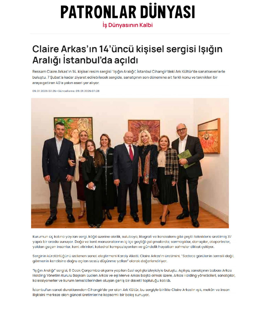 Claire Arkas'ın 14. Kişisel Sergisi Işığın Aralığı İstanbul'da Açıldı