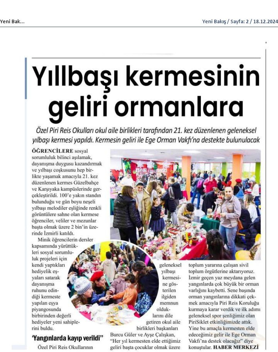 Yılbaşı kermesinin geliri ormanlara 