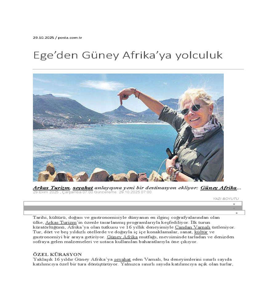 Ege’den Güney Afrika’ya yolculuk