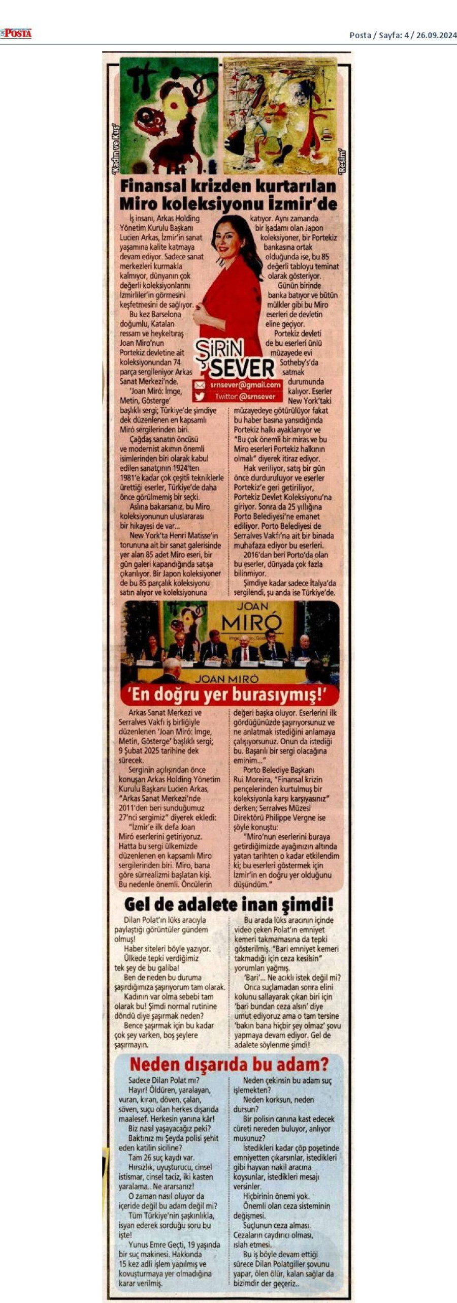 Finansal  Krizden Kurtarılan Miro Koleksiyonu İzmir'de 