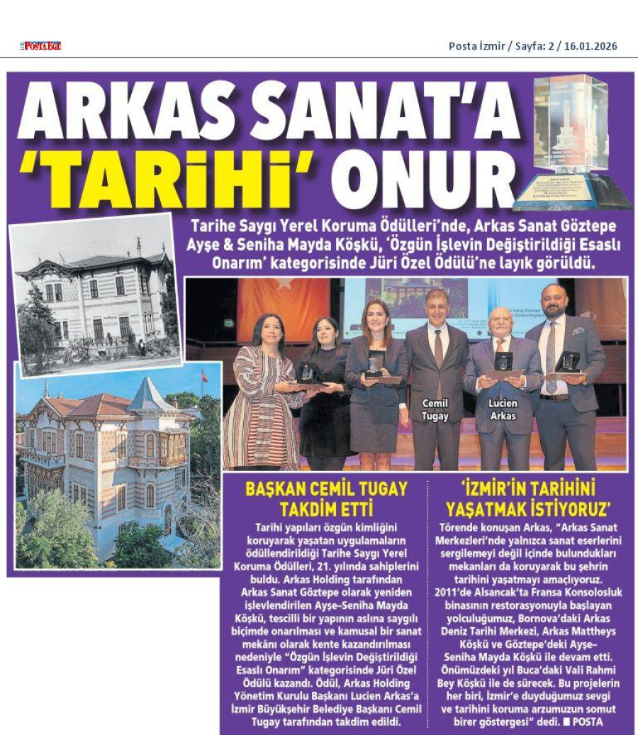 Arkas Sanat'a Tarihi Onur