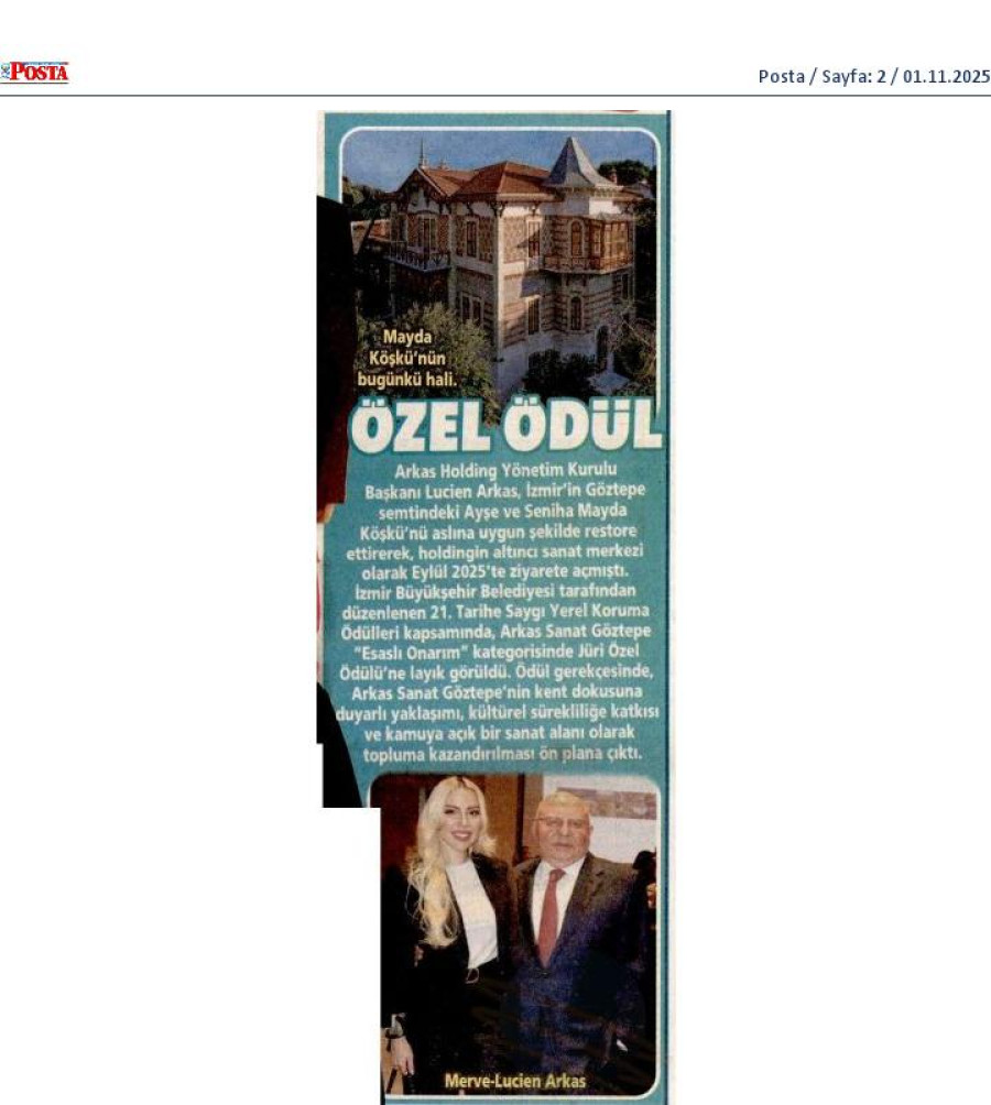 Arkas Sanat Göztepe'ye Özel Ödül