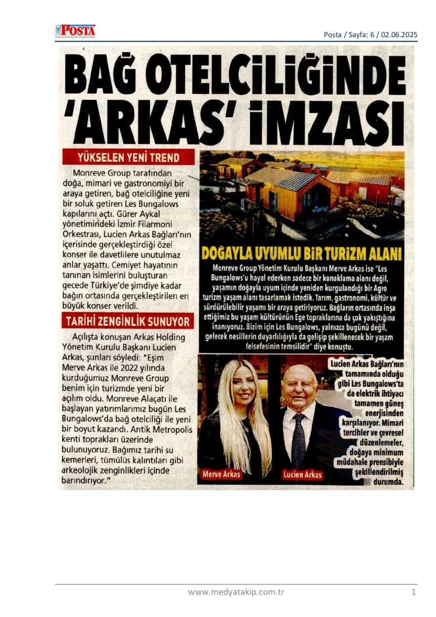 Bağ Otelciliğinde 'Arkas' İmzası 
