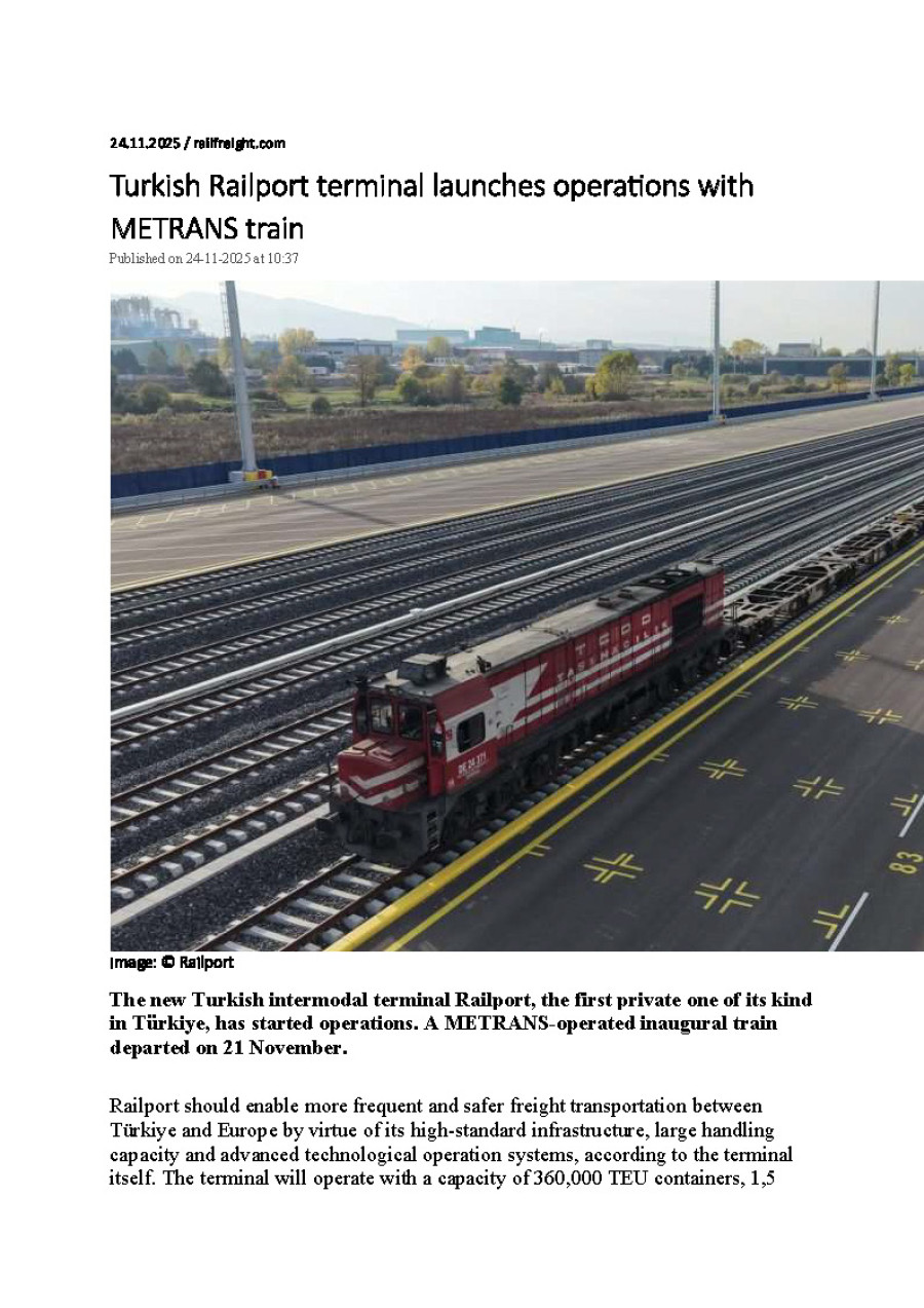 Turkish Railport Terminal Launches Operations With METRANS Train