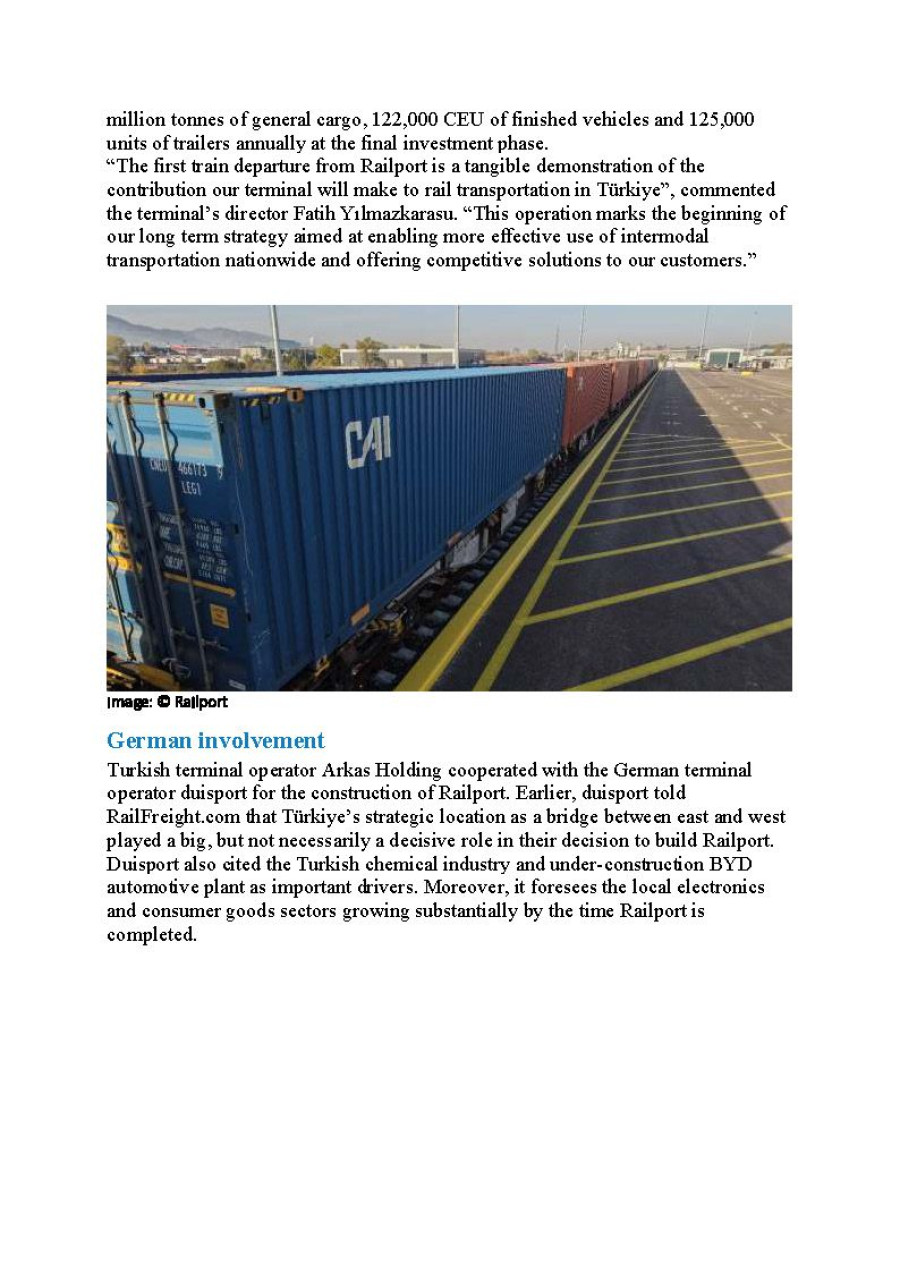 Turkish Railport Terminal Launches Operations With METRANS Train