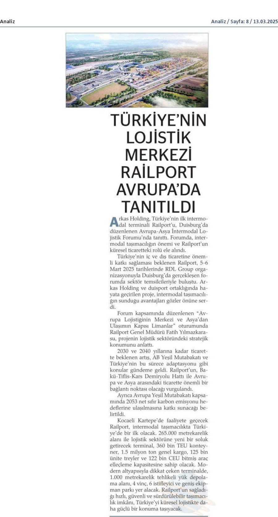 Türkiye'nin lojistik merkezi Railport Avrupa'da tanıtıldı