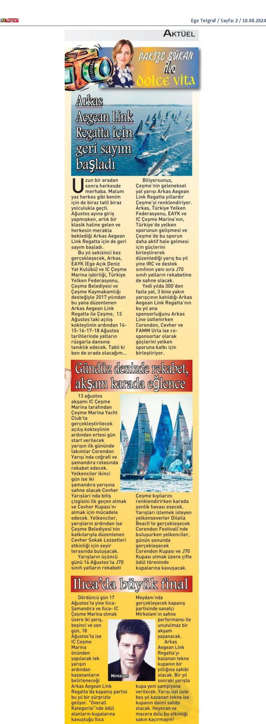 Arkas Aegean Link Regatta için geri sayım başladı