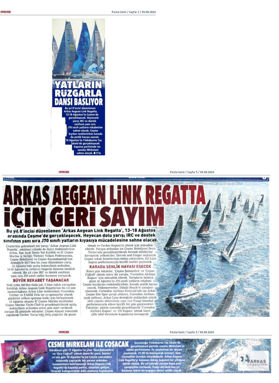 Arkas Aegean Link Regatta için geri sayım
