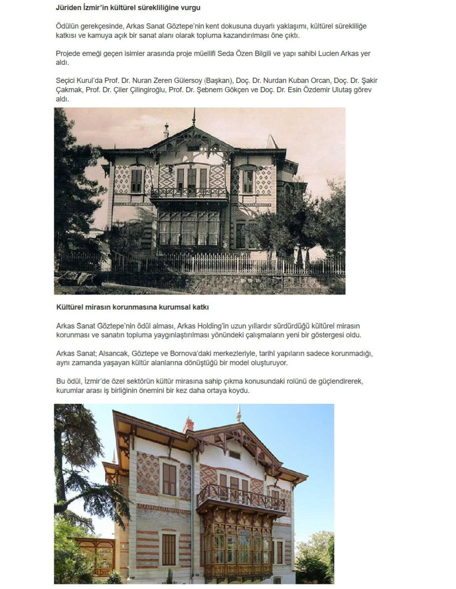 Arkas Sanat Göztepe’ye Ödül