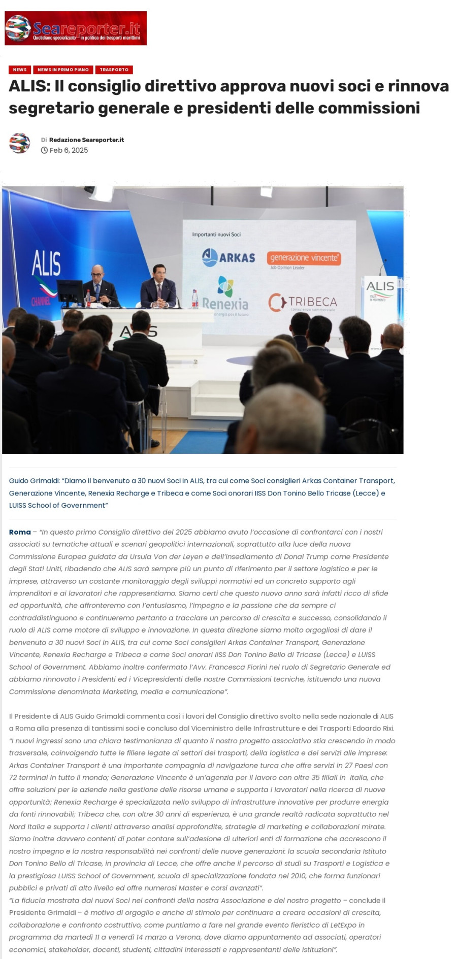 ALIS: Il consiglio direttivo approva nuovi soci e rinnova segretario generale e presidenti delle commissioni