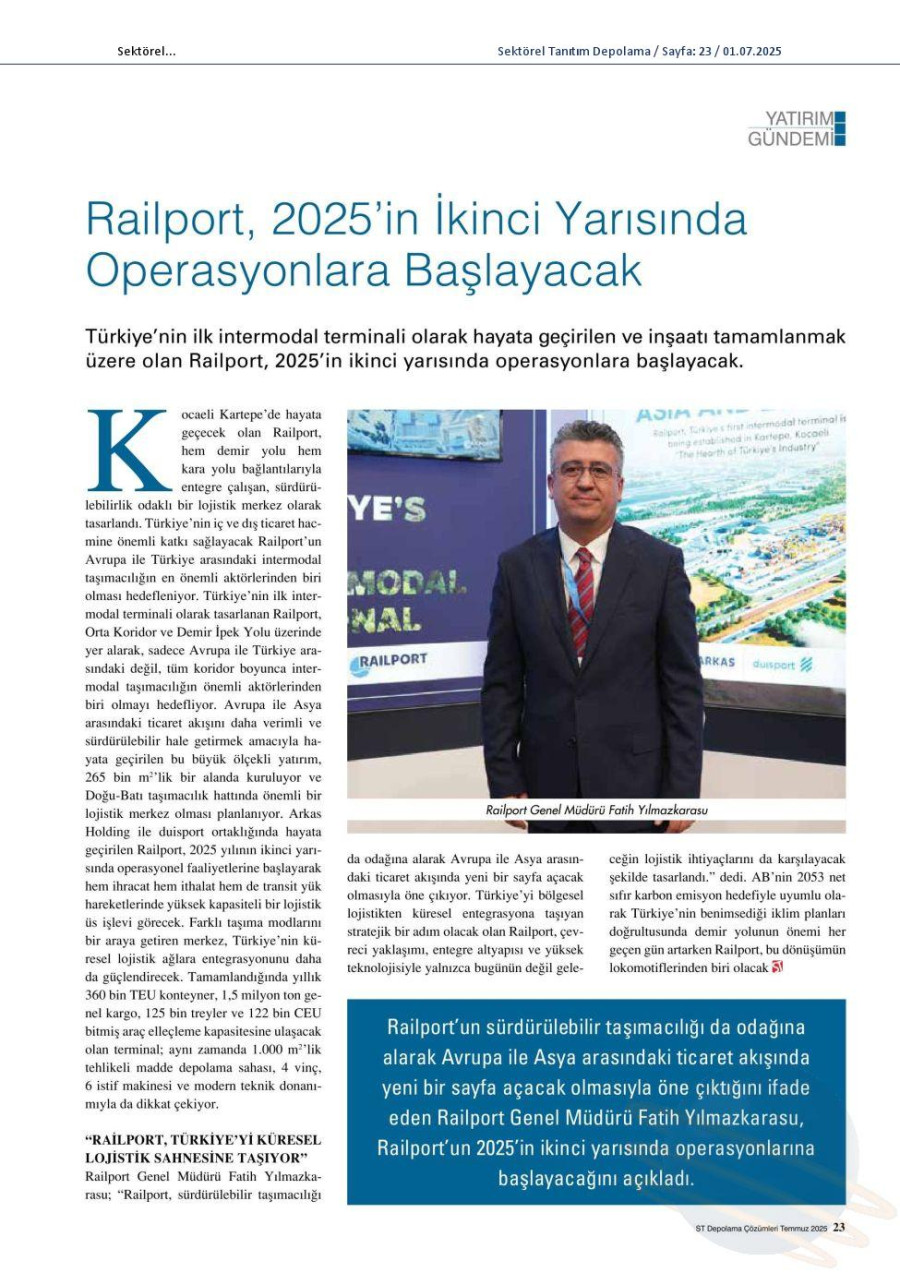 Railport, 2025'in İkinci Yarısında Operasyonlara Başlayacak