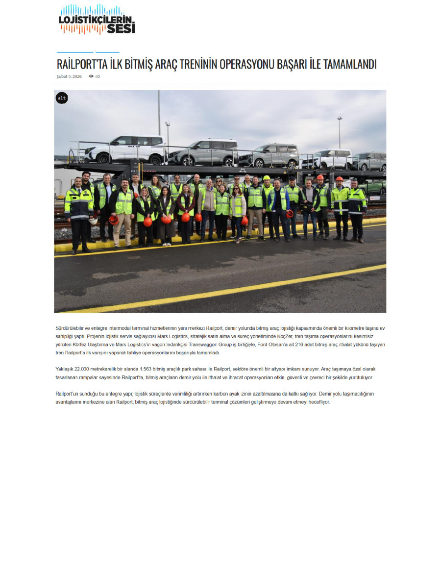 Railport’ta İlk Bitmiş Araç Treninin Operasyonu Başarı İle Tamamlandı
