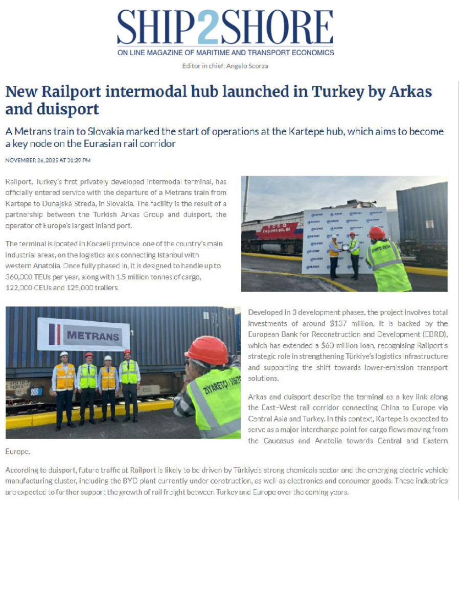 New Railport Intermodal Hub Launched In Turkey By Arkas And Duisport