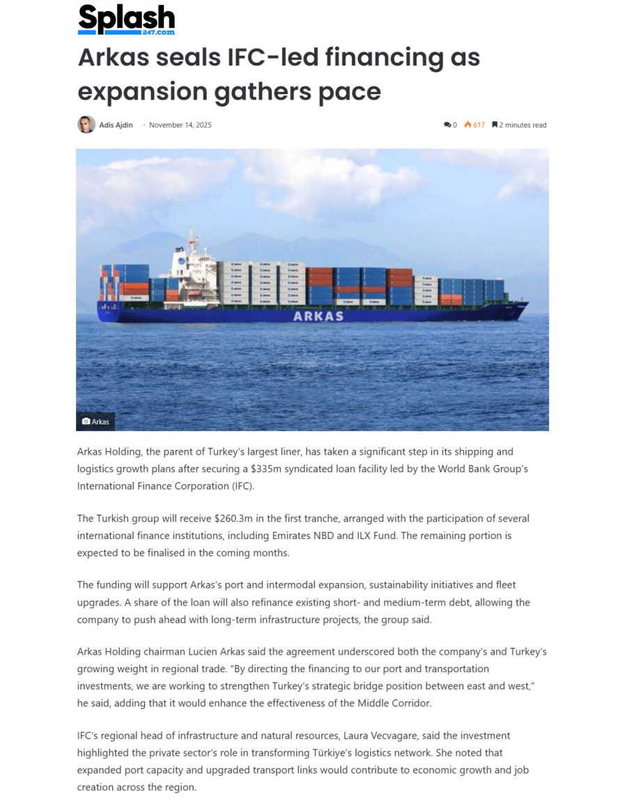 Arkas Seals IFC-Led Financing As Expansion Gathers Pace