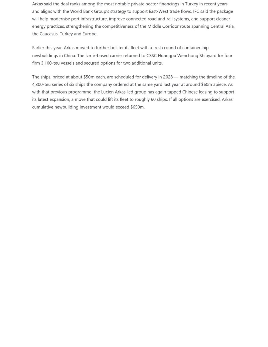 Arkas Seals IFC-Led Financing As Expansion Gathers Pace