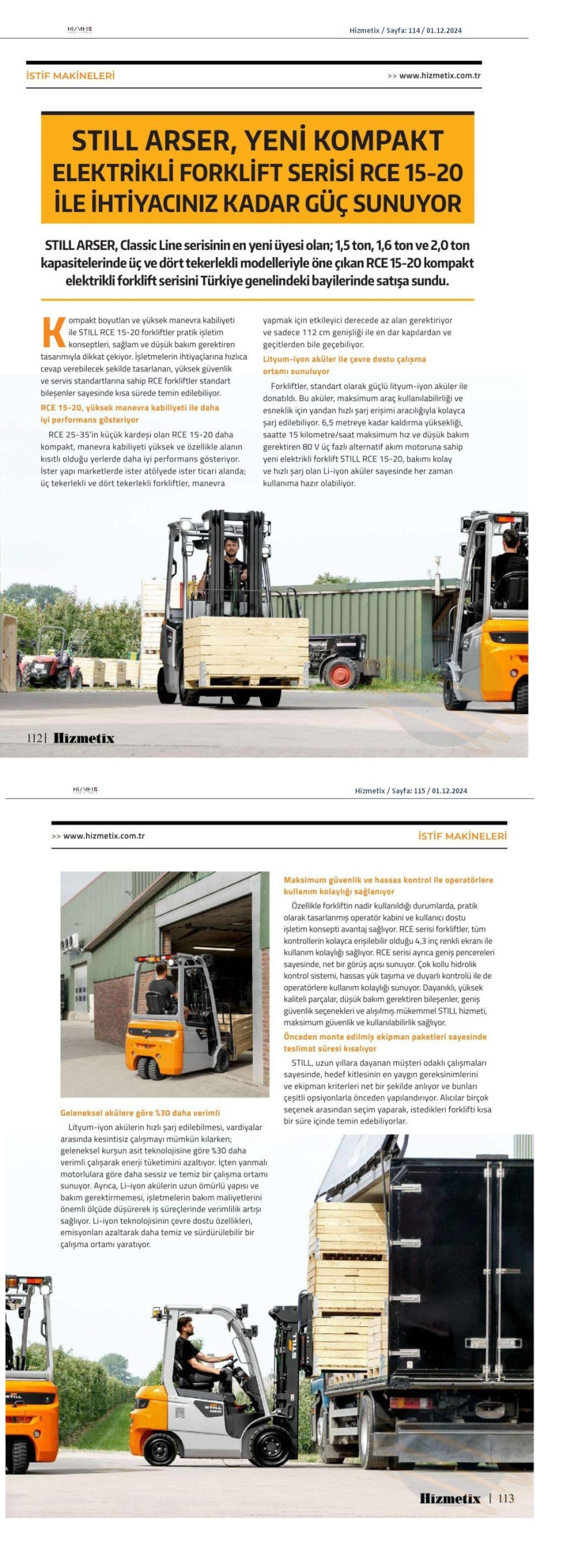 Still Arser, yeni kompakt elektrikli forklift serisi RCE 15-20 ile ihtiyacınız kadar güç sunuyor