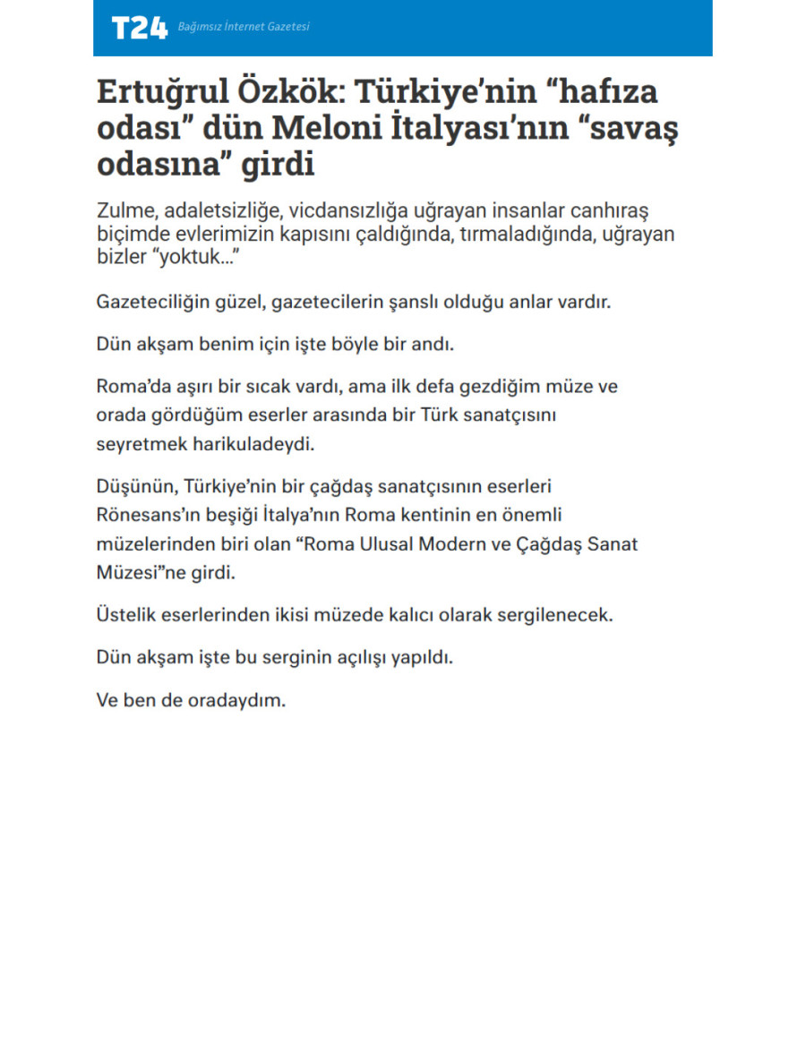 Ertuğrul Özkök: Türkiye’nin “Hafıza Odası” Dün Meloni İtalyası’nın “Savaş Odasına” Girdi