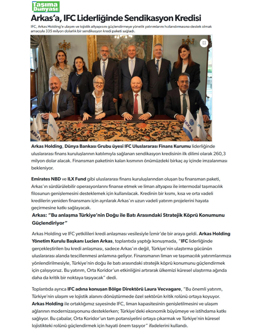 Arkas’a, IFC Liderliğinde Sendikasyon Kredisi