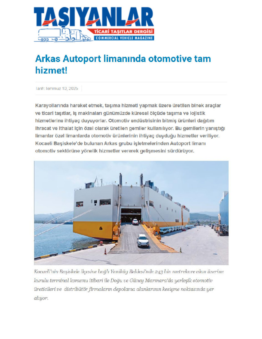 Arkas Autoport Limanında Otomotive Tam Hizmet