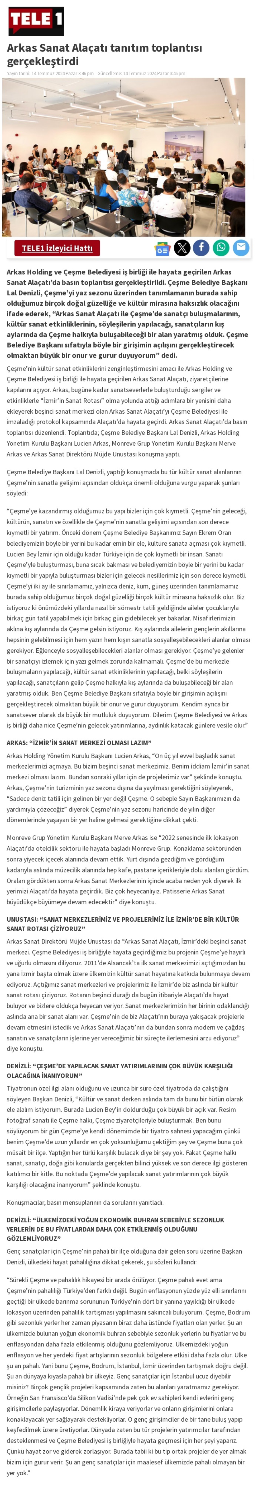 Arkas Sanat Alaçatı tanıtım toplantısı gerçekleştirdi