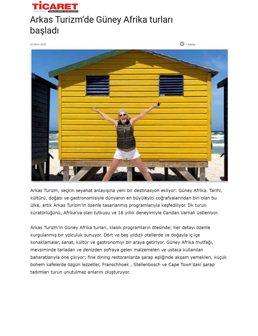 Arkas Turizm'de Güney Afrika Turları Başladı