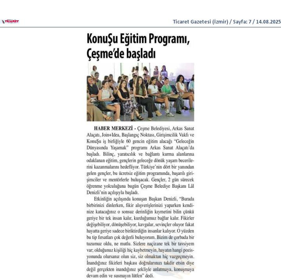 KonuŞu Eğitim Programı, Çeşme'de Başladı