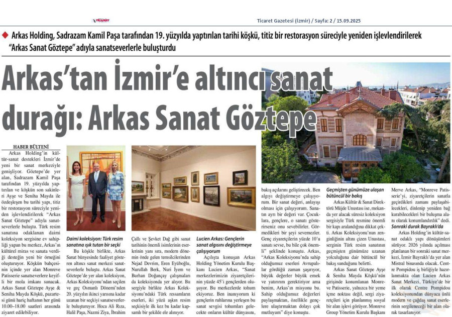 Arkas'tan İzmir'e Altıncı Sanat Durağı: Arkas Sanat Göztepe