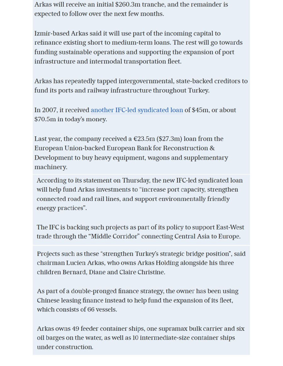 Turkish Owner Arkas Holding Boosts Liquidity With World Bank Loan