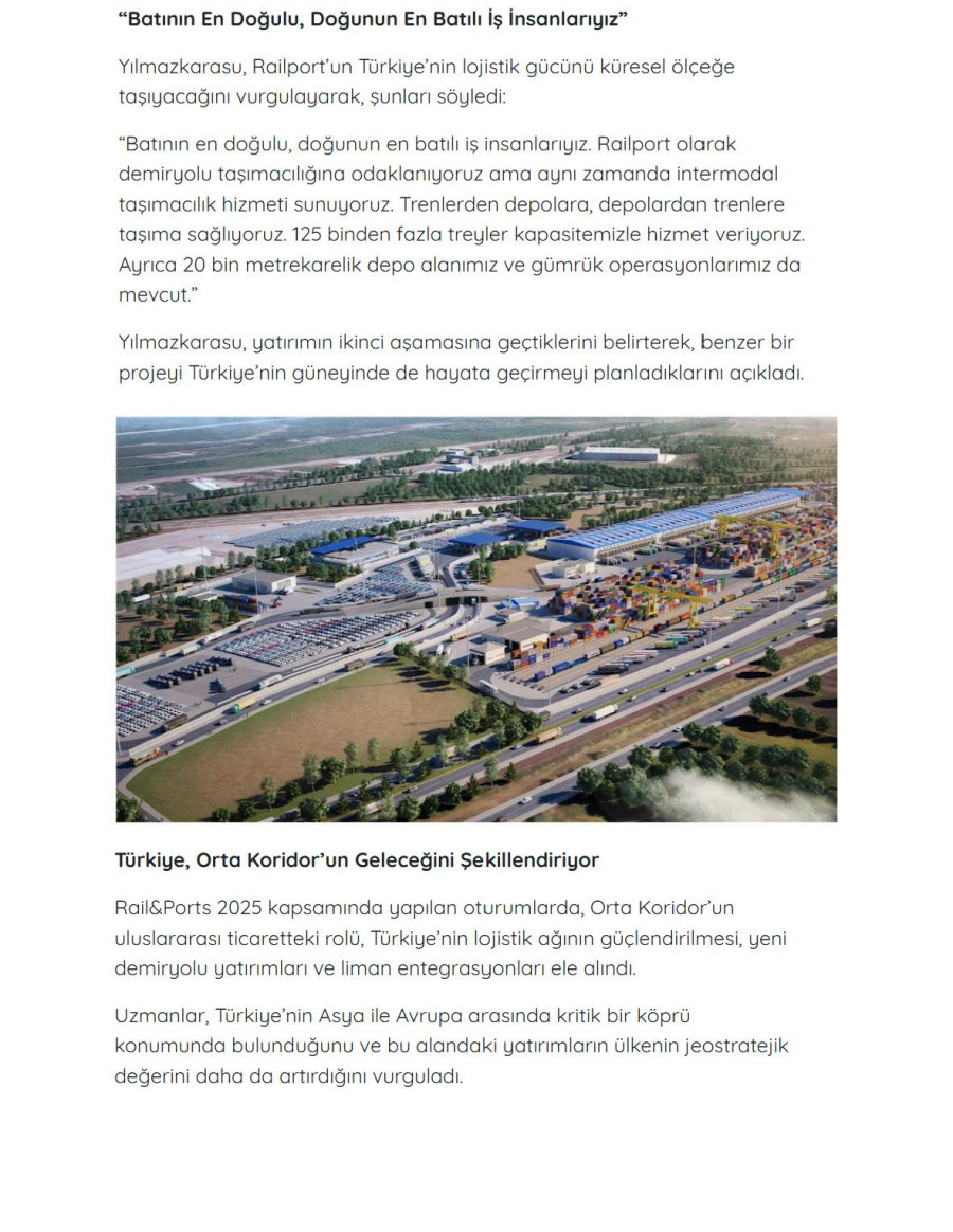 Railport Orta Koridor'un Merkez Üssü Olacak!