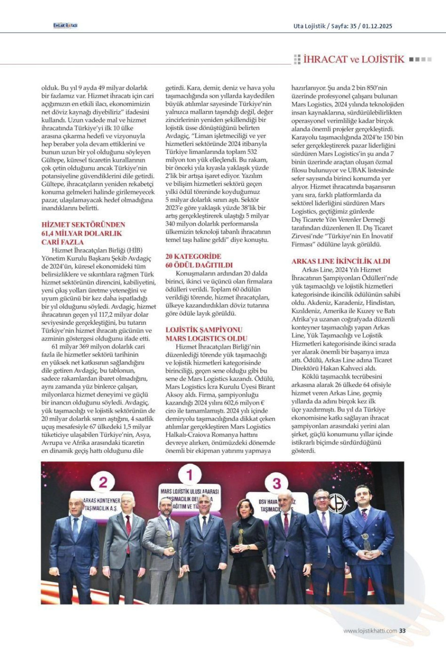 Hizmet İhracatının Şampiyonları Ödüllendirildi