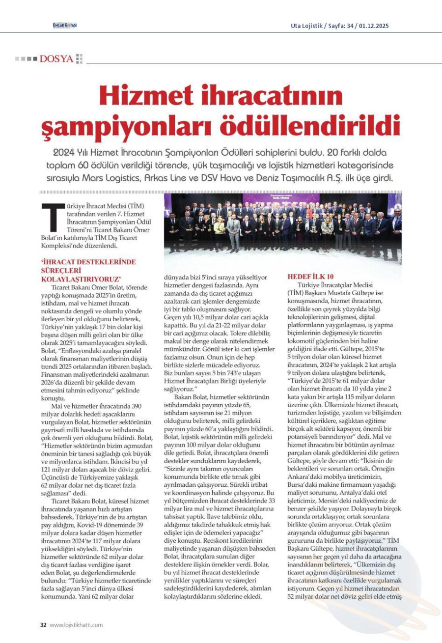 Hizmet İhracatının Şampiyonları Ödüllendirildi