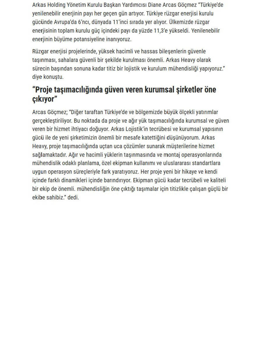 Proje Ve Yük Taşımacılığında Arkas Heavy İmzası