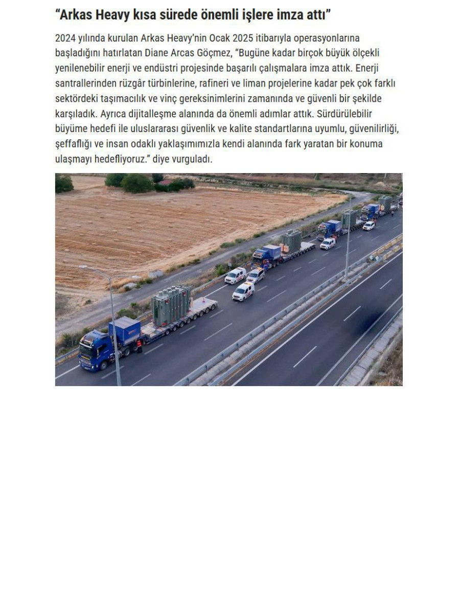 Proje Ve Yük Taşımacılığında Arkas Heavy İmzası