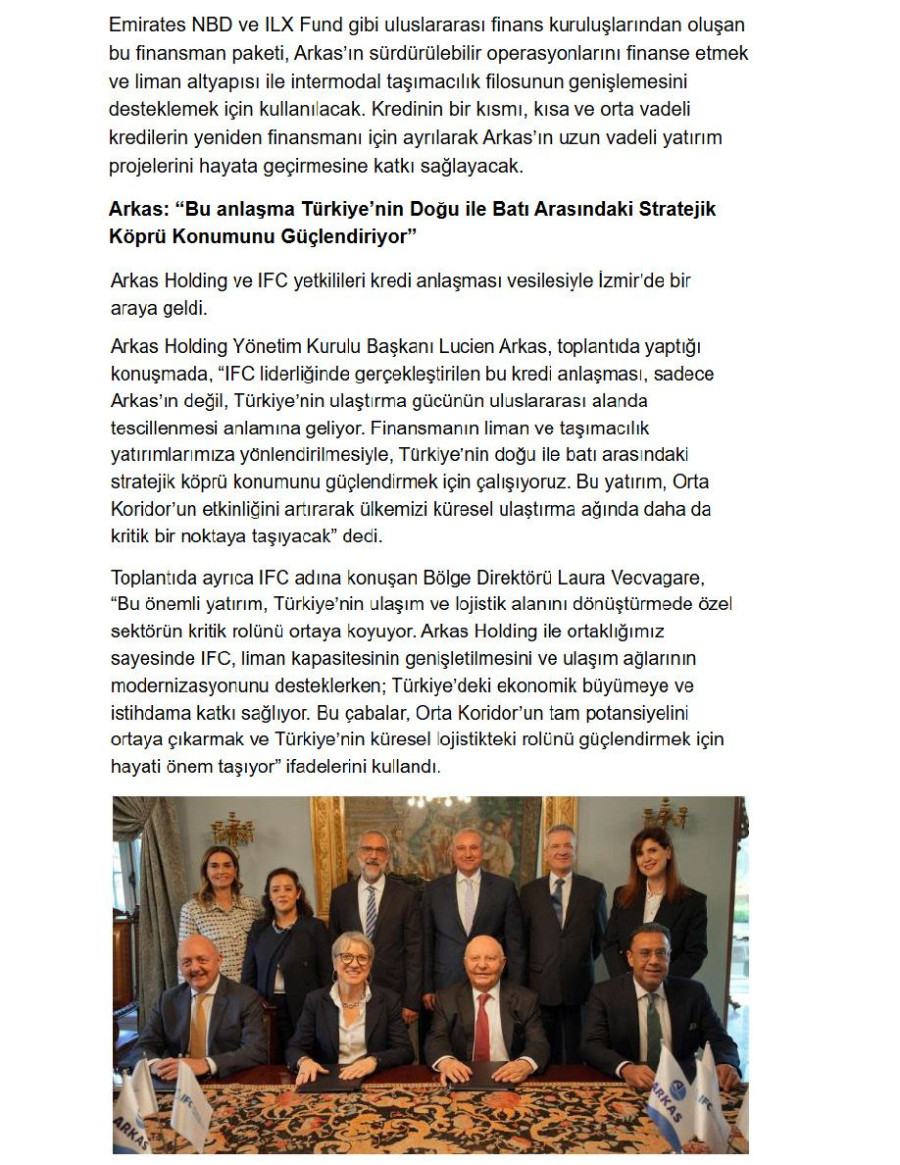 Arkas’a, IFC Liderliğinde Sendikasyon Kredisi