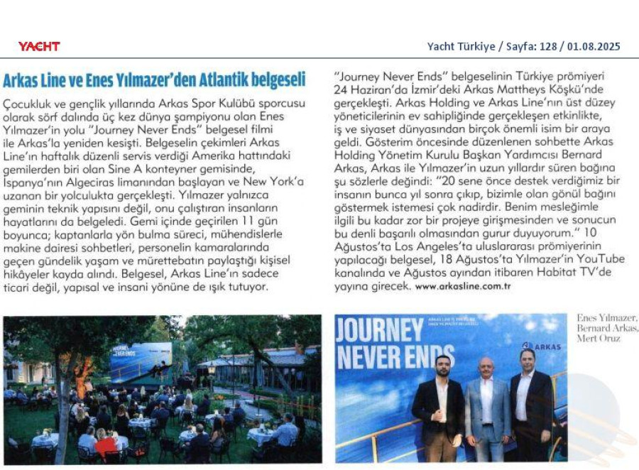 Arkas Line Ve Enes Yılmazer'den Atlantik Belgeseli