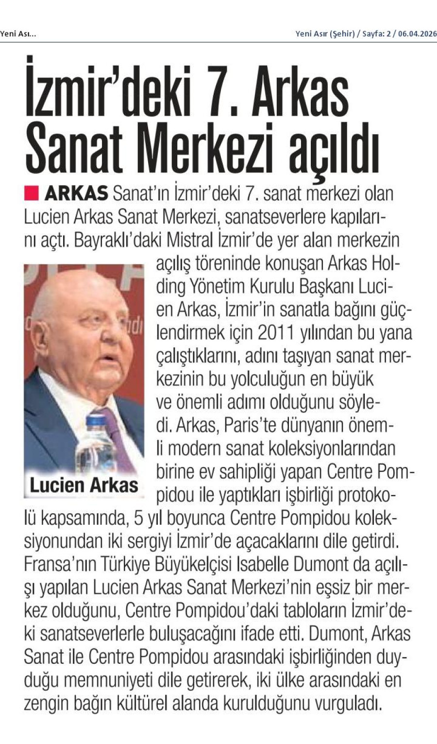 İzmir'deki 7. Arkas Sanat Merkezi Açıldı