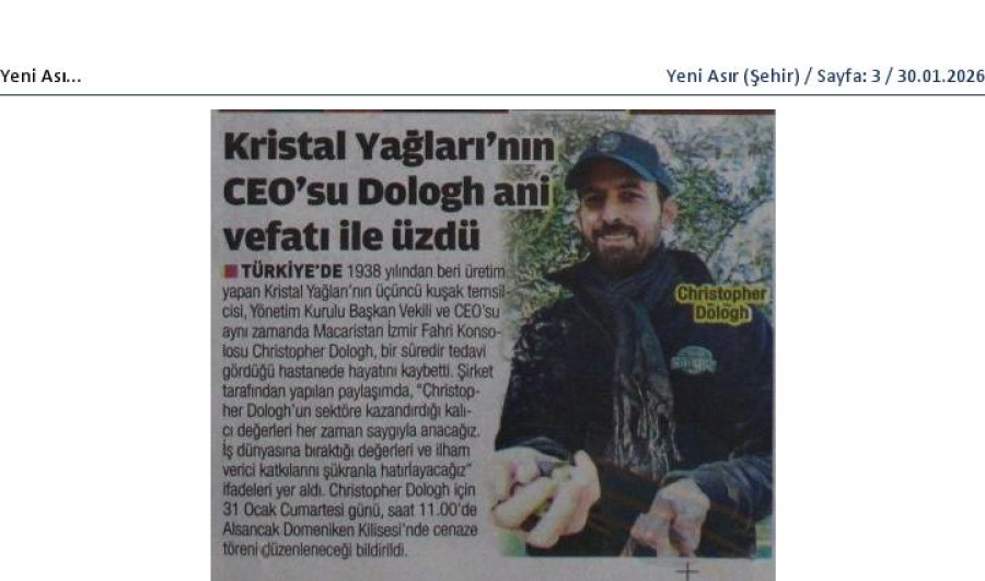 Kristal Yağları'nın CEO'su Dologh Ani Vefatı İle Üzdü