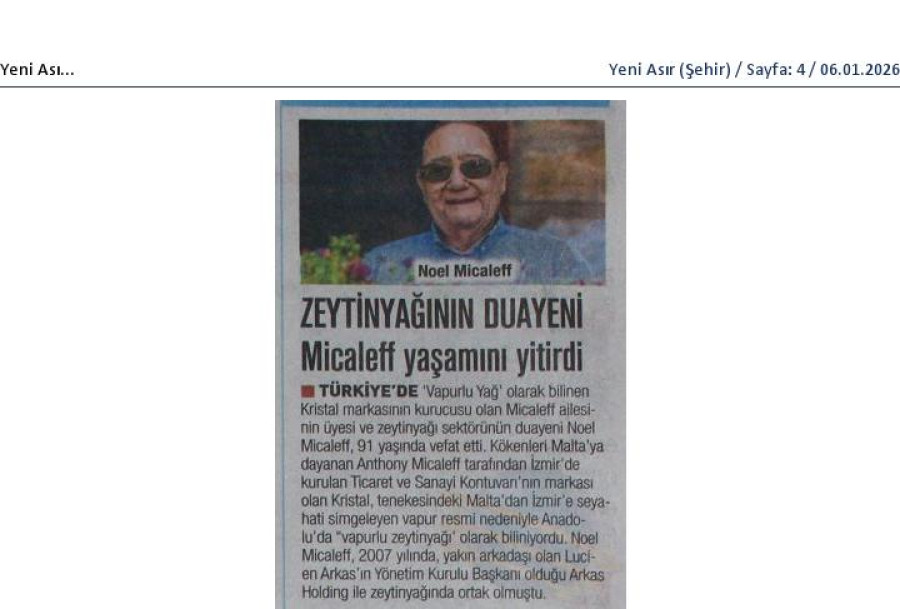 Zeytinyağının Duayeni Micaleff Yaşamını Yitirdi