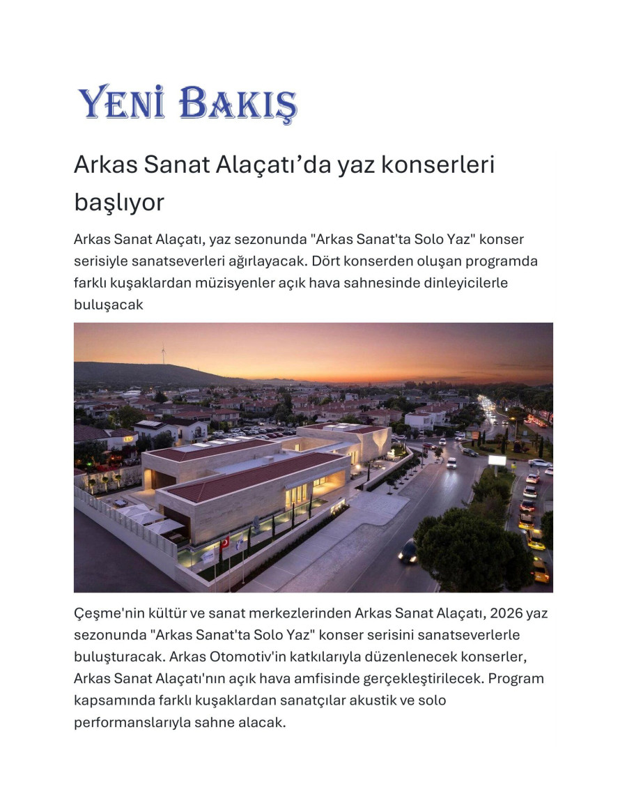 Arkas Sanat Alaçatı’da Yaz Konserleri Başlıyor 