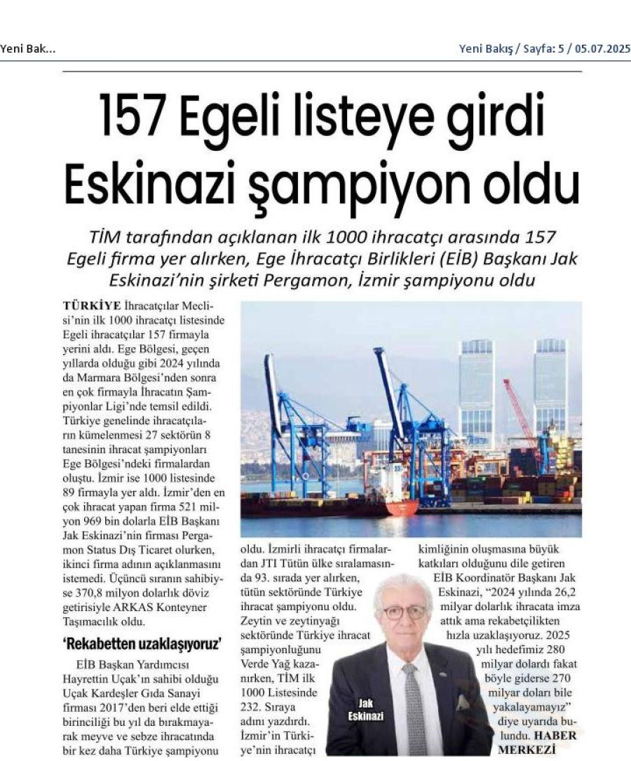 157 Egeli Listeye Girdi