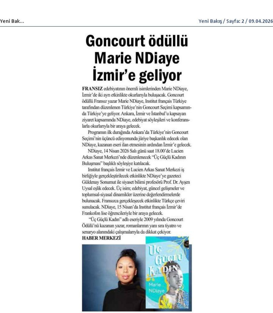 Goncourt Ödüllü Marie Ndiaye İzmir'e Geliyor